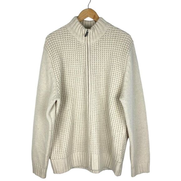 Hudson north Limited Edition Cream Ivory Full Zip Knit Lambswool Cardigan US L - Picture 1 of 7
